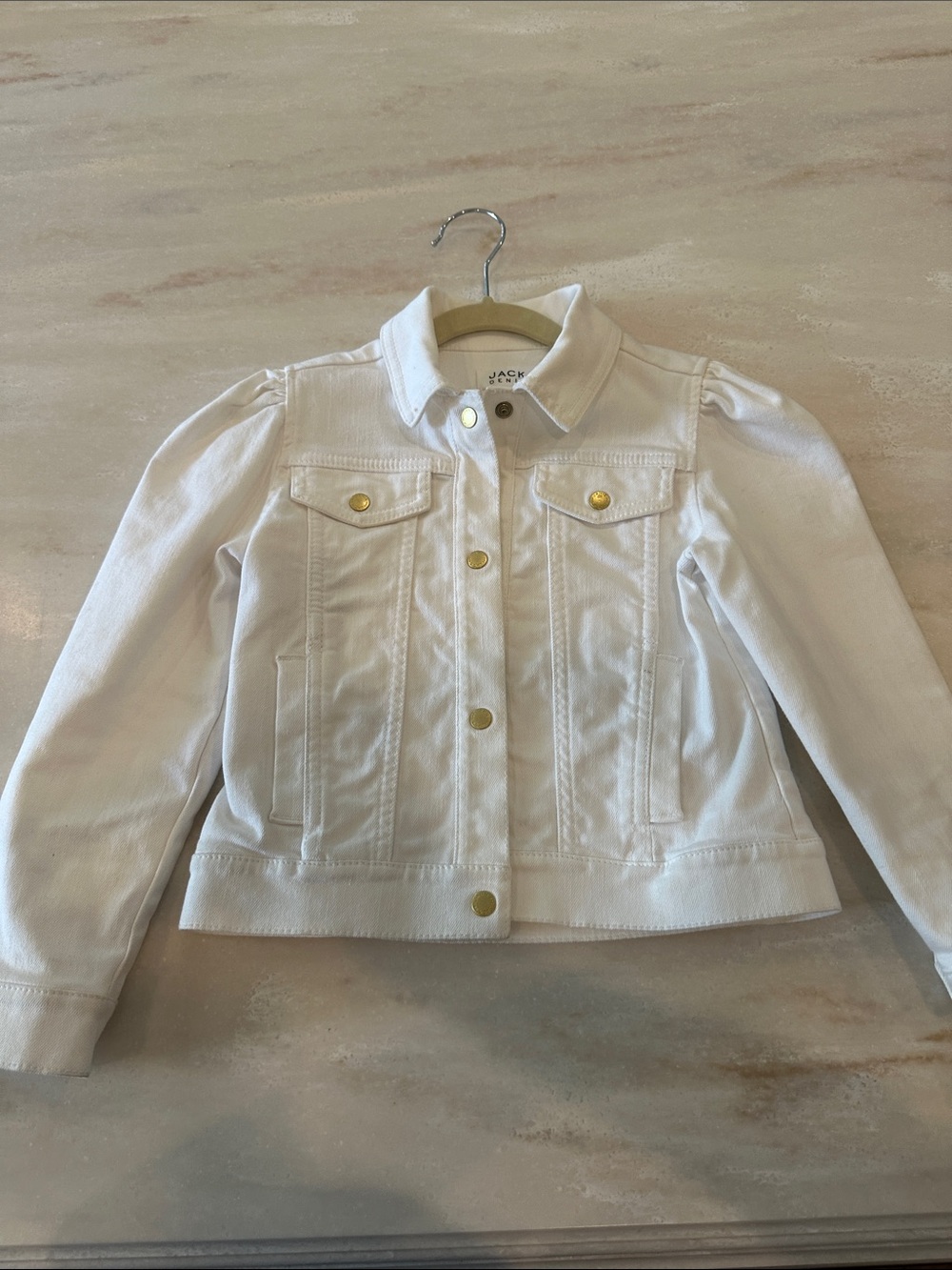Jack by Janie and Jack White Denim Jacket with Gold Buttons little girls